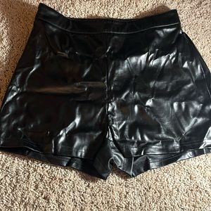 Black Faux Leather Shorts